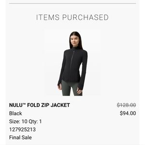 Lululemon Nulu Fold Zip Jacket